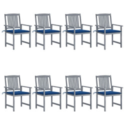 Cadeiras de jardim c/ almofadões 8 pcs acácia maciça cinzento