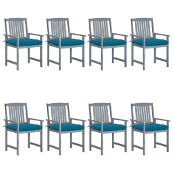 Cadeiras de jardim c/ almofadões 8 pcs acácia maciça cinzento
