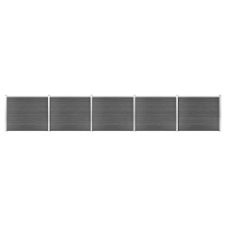 Conjunto painel de cerca 872x146 cm wpc preto