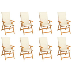 Cadeiras de jardim reclináveis c/ almofadões 8 pcs teca maciça