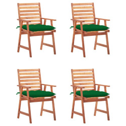 Cadeiras de jantar p/ jardim 4 pcs c/ almofadões acácia maciça