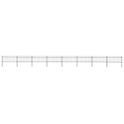 Cerca de jardim com topo em forma de lança em aço 1339x80 cm, preta