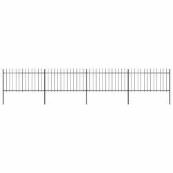 Cerca de jardim com topo em forma de lança em aço 671x100 cm, preta
