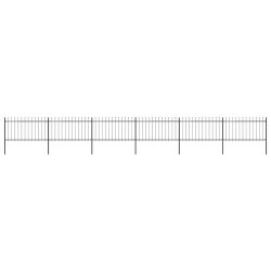 Cerca de jardim com topo em forma de lança em aço 1005x100 cm, preta