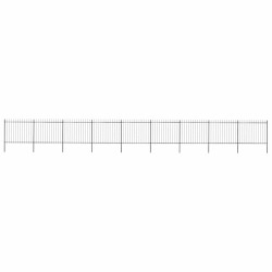 Cerca de jardim com topo em forma de lança em aço 1506x150 cm, preta