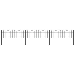 Cerca de jardim com arco superior em aço 504x60 cm preta