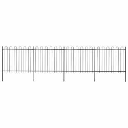 Cerca de jardim com arco superior em aço 671x150 cm preta