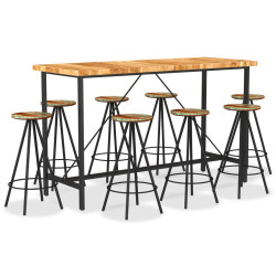 9 Pcs conjunto de bar madeiras de acácia e recuperada maciças