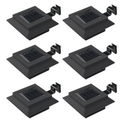 Candeeiro de exterior solar LED 6 pcs preto quadrado 12 cm