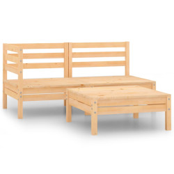 3 Pcs conjunto lounge de jardim madeira de pinho maciça