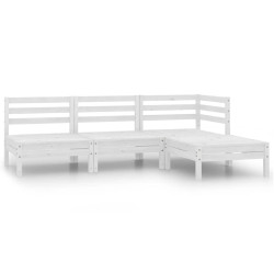4 Pcs conjunto lounge de jardim pinho maciço branco