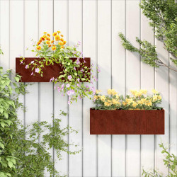 Vasos/floreiras de parede 2 pcs aço corten cor enferrujado