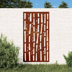 Decoração p/ muro de jardim 105x55 cm aço corten design bambu