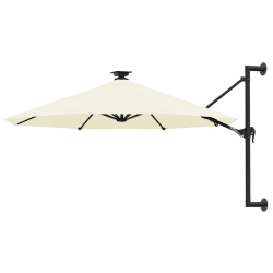 Guarda-sol para jardim de parede c/ luzes LED 300 cm areia