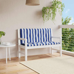 Almofadões p/ banco jardim 2 pcs 120x50x7 cm tecido azul/branco