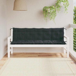 Almofadões p/ banco de jardim 2 pcs tecido oxford xadrez preto