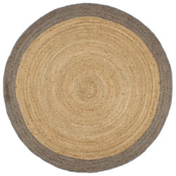 Tapete artesanal em juta com rebordo cinzento 210 cm