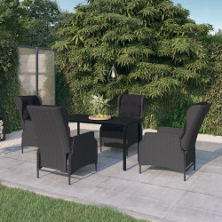 5 Pcs conjunto de jantar para jardim cinzento-escuro