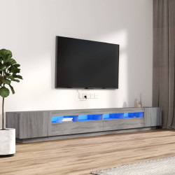 Conjunto móveis de TV 3 pcs c/ leds madeira sonoma cinzento