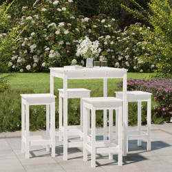 5 Pcs conjunto de bar para jardim pinho maciço branco