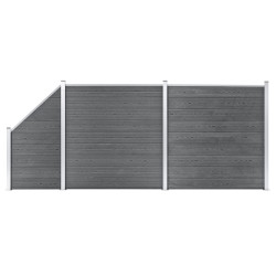 Painel vedação wpc 2 quadrados + 1 inclinado 446x186cm cinzento