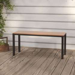 Banco de jardim 110 cm aço e wpc castanho e preto