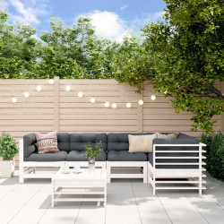 6 Pcs conjunto lounge de jardim pinho maciço branco