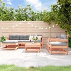 7 Pcs conjunto lounge de jardim madeira de douglas maciça
