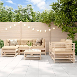7 Pcs conjunto lounge de jardim pinho maciço