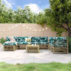 8 Pcs conjunto lounge de jardim madeira de pinho impregnada