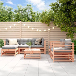 7 Pcs conjunto lounge de jardim madeira de douglas maciça
