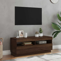 Móvel de TV com luzes LED 100x35x40 cm cor carvalho castanho