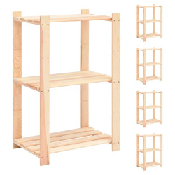 5 Unidades arrumação 3 prateleiras 60x38x90cm pinho 150 kg