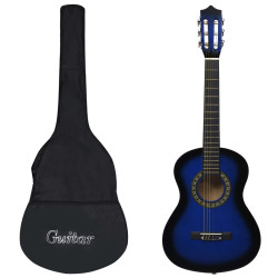 Guitarra clássica iniciantes/crianças com saco 1/2 34" azul