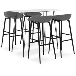 5 Pcs conjunto de bar branco e cinzento