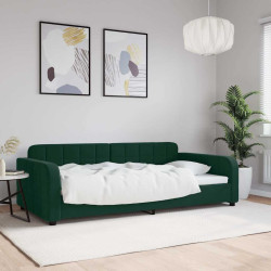 Sofá-cama 100x200 cm veludo verde-escuro