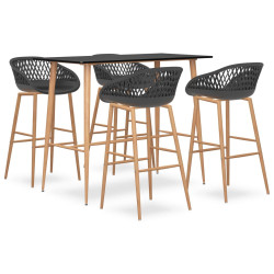 5 Pcs conjunto de bar preto e cinzento