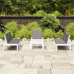 4 Pcs conjunto lounge de jardim com almofadões plástico branco