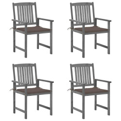 Cadeiras de jardim com almofadões 4 pcs acácia maciça cinza