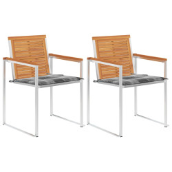 Cadeiras de jardim com almofadões 2 pcs acácia maciça e aço
