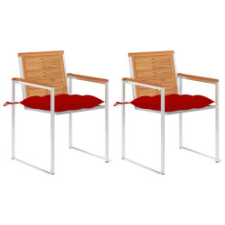 Cadeiras de jardim com almofadões 2 pcs acácia maciça e aço