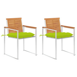 Cadeiras de jardim com almofadões 2 pcs acácia maciça e aço
