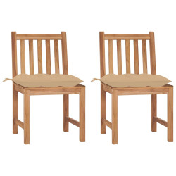 Cadeiras de jardim c/ almofadões 2 pcs madeira de teca maciça