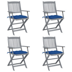 Cadeiras exterior dobráveis c/ almofadões 4 pcs acácia maciça