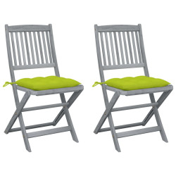 Cadeiras exterior dobráveis c/ almofadões 2 pcs acácia maciça