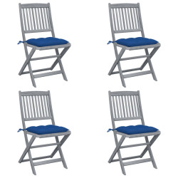 Cadeiras exterior dobráveis c/ almofadões 4 pcs acácia maciça