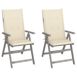 Cadeiras jardim reclináveis c/ almofadões 2 pcs acácia maciça