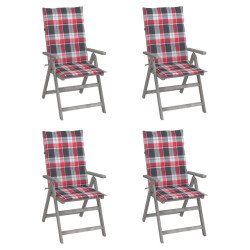 Cadeiras jardim reclináveis c/ almofadões 4 pcs acácia maciça