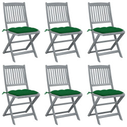Cadeiras exterior dobráveis c/ almofadões 6 pcs acácia maciça