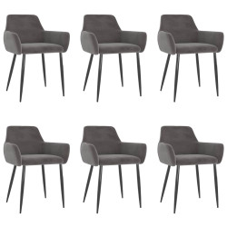 Cadeiras de jantar 6 pcs veludo cinzento-escuro